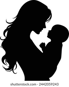 A woman with a baby in her arms silhouette┃Mother's day silhouette