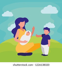 woman and baby and kid