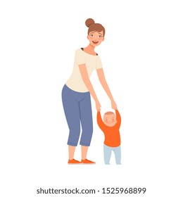 Woman and baby on a white background character Illustration