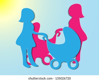 woman and baby pram