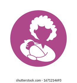 woman with baby, silhouette style icon vector illustration design