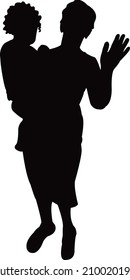 a woman and baby, silhouette vector