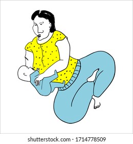 woman with baby sitting in Lotus position