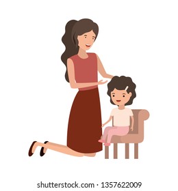 woman with baby sitting on chair avatar character