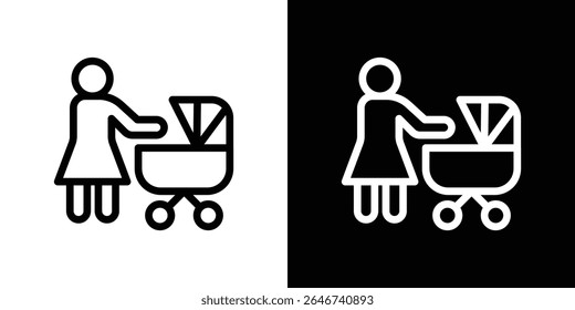 Woman with Baby Stroller icon vector simple element illustration editable