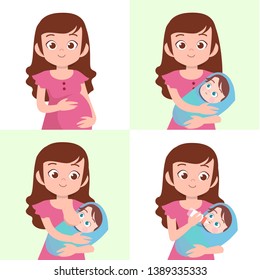 woman with baby vector illustration isolated