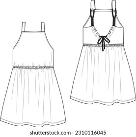 	
woman back drawstring summer dress fashion vector	
