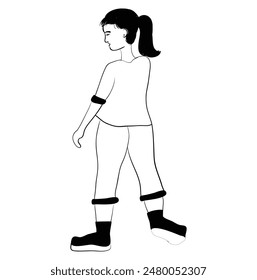 Woman back pose hand drawn illustration 