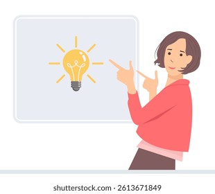A woman in the background of a diagram. Modern vector illustration of people The business concept of artificial intelligence