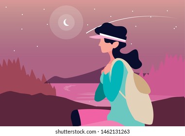 woman with backpack hiking wanderlust