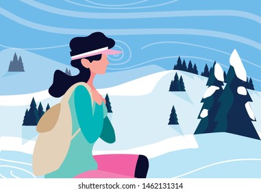 woman with backpack hiking wanderlust