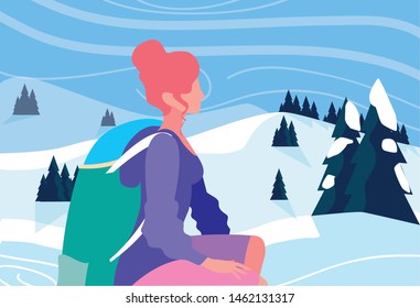 woman with backpack hiking wanderlust