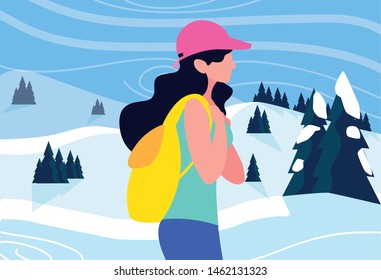 woman with backpack hiking wanderlust