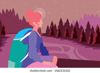 woman with backpack hiking wanderlust