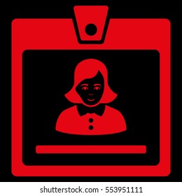 Woman Badge vector icon. Flat red symbol. Pictogram is isolated on a black background. Designed for web and software interfaces.