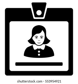 Woman Badge vector icon. Flat black symbol. Pictogram is isolated on a white background. Designed for web and software interfaces.