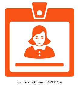 Woman Badge vector icon. Flat orange symbol. Pictogram is isolated on a white background. Designed for web and software interfaces.