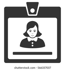 Woman Badge vector icon. Flat gray symbol. Pictogram is isolated on a white background. Designed for web and software interfaces.