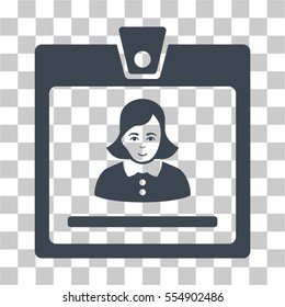 Woman Badge vector pictograph. Illustration style is flat iconic smooth blue symbol on a chess transparent background.