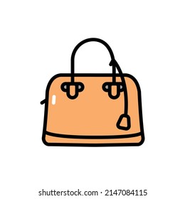 Woman bag dome line color icon. Isolated vector element.