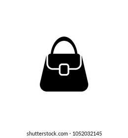 Woman Bag. Flat Vector Icon. Simple black symbol on white background