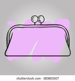 Woman bag hand drawn, female stylish purse vector fashion illustration colorful