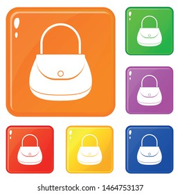 Woman bag icons set collection vector 6 color isolated on white background