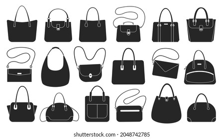 Woman bag isolated black set icon. Vector illustration handbag on white background. Vector black set icon woman bag.