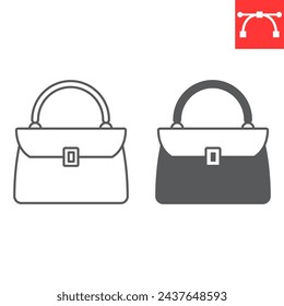 Woman bag line and glyph icon, mom day and accessory, handbag vector icon, vector graphics, editable stroke solid sign, eps 10.