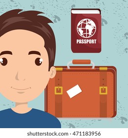woman bag passport travel vector illustration  design
