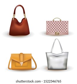 Woman bag set on white background, vector