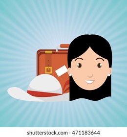 woman bag travel passport vector illustration  design