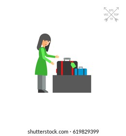 Woman Baggage Claim Vector Icon