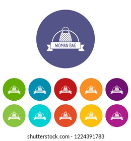 Woman bags icons color set vector for any web design on white background