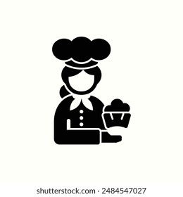woman baker icon, isolated icon theme bakery