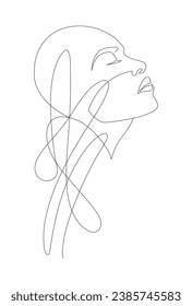 Mujer con cabeza calva Línea Ilustración de Arte. Logo Mínimalista Feminista, dibujo de líneas con líneas expresivas abstractas. Ilustración del vector