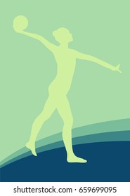 Woman with ball artistic gymnastics vector abstract background
