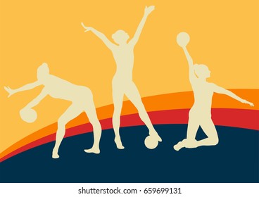 Woman with ball artistic gymnastics vector abstract background