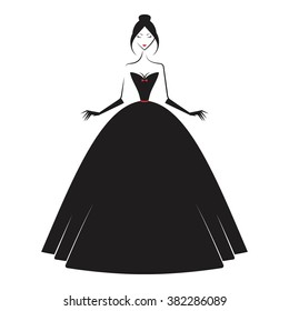 woman in the ball gown black silhouette vector