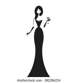 woman in the ball gown black silhouette vector