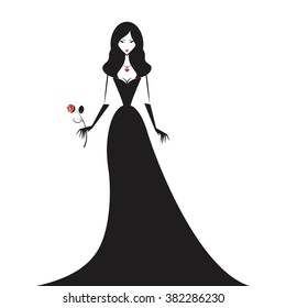 woman in the ball gown black silhouette vector