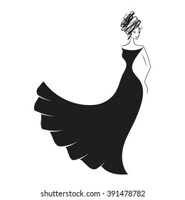 woman in the ball gown black silhouette vector