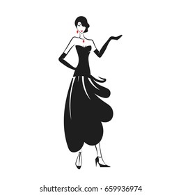 woman in the ball gown black silhouette vector