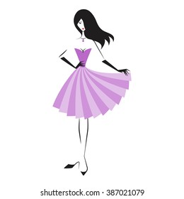 woman in the ball gown purple short vector