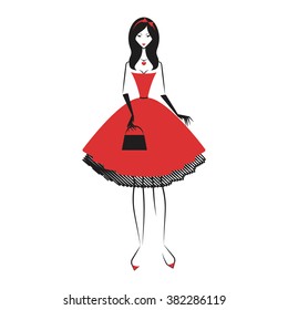 woman in the ball gown red short vector