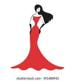 woman in the ball gown red silhouette vector