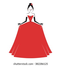 woman in the ball gown red vector