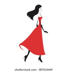 woman in the ball gown red vector