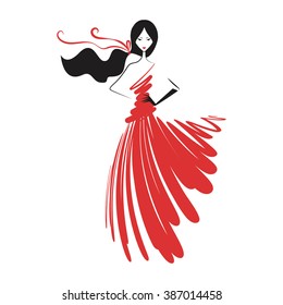 woman in the ball gown red vector