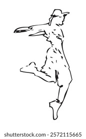 woman ballet dancer, vector sketch illustration